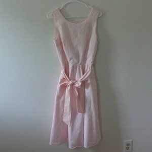HOPE & HENRY Sleeveless Dress Pink- White Pinstripe Seersucker with Tie Size 8
